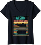 Womens Weston Nutritiona Facts V-Neck T-Shirt