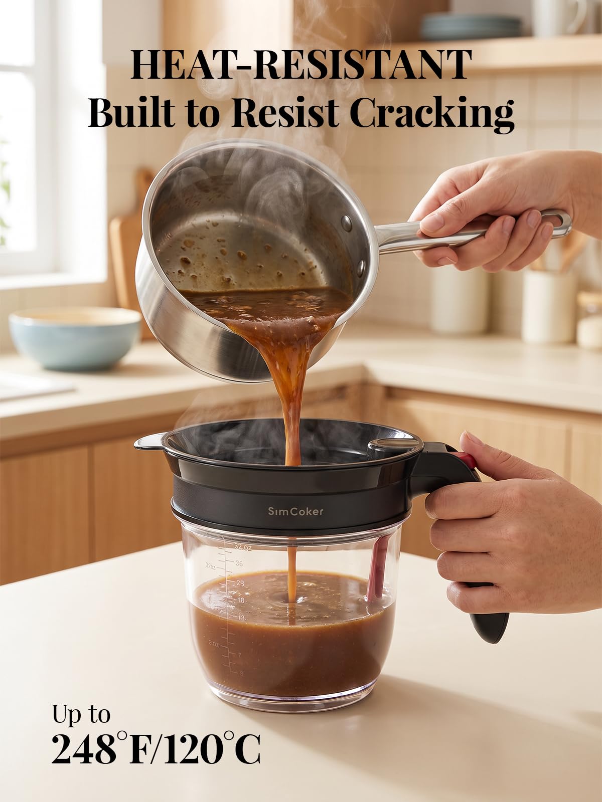 SimCoker Gravy Separator, Bottom Release Design, 4 Cup Black