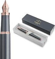 Parker IM Fountain Pen | Finishing Touch Collection | Slate Finish | Medium Nib with Blue Ink Refill | Gift Box