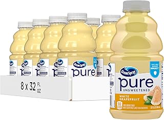 Ocean Spray Pure Unsweetened White Grapefruit, 100% White Grapefruit Juice, 32 Fl Oz Bottle, (Pack of 8)