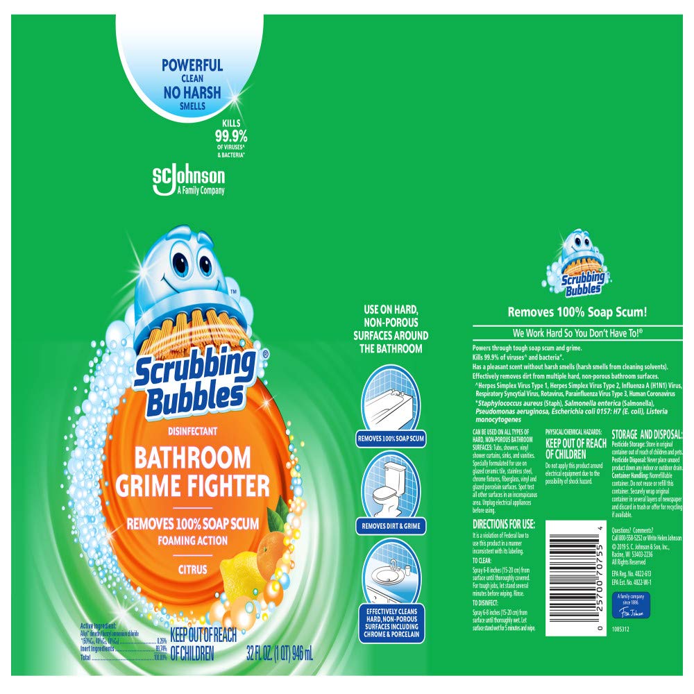 Scrubbing Bubbles 32 Fl Oz (Pack of 1) / Citrus / 1 Multipurpose Bathroom Cleaners