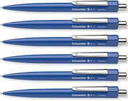 Schneider K1 Ballpoint Pen Medium Retractable Pens, Blue Ink, Pack of 6 | Refillable, Waterproof ISO-Certified Ink, For Home, Work & Office Use, Writing Pens