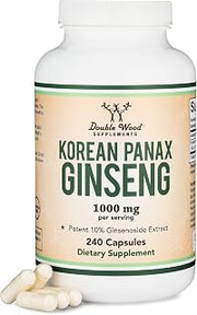 Korean Red Panax Ginseng, 10% Ginsenosides, Energy + Focus, 240 Capsules | Energy, Focus + Vitality Supplement, 10% Ginsenosides, Circulation + Stamina Support, Caffeine-Free, Third-Party Tested