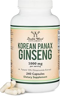 Korean Red Panax Ginseng, 10% Ginsenosides, Energy + Focus, 240 Capsules | Energy, Focus + Vitality Supplement, 10% Ginsenosides, Circulation + Stamina Support, Caffeine-Free, Third-Party Tested