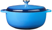 Enameled Cast Iron Covered Casserole by Lodge – 3.6 quarts, Cast Iron, Caribbean Blue, Pack of 2