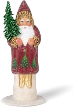 1915 Schaller Paper Mache Candy Container-Santa with Swarovski Crystal, Red