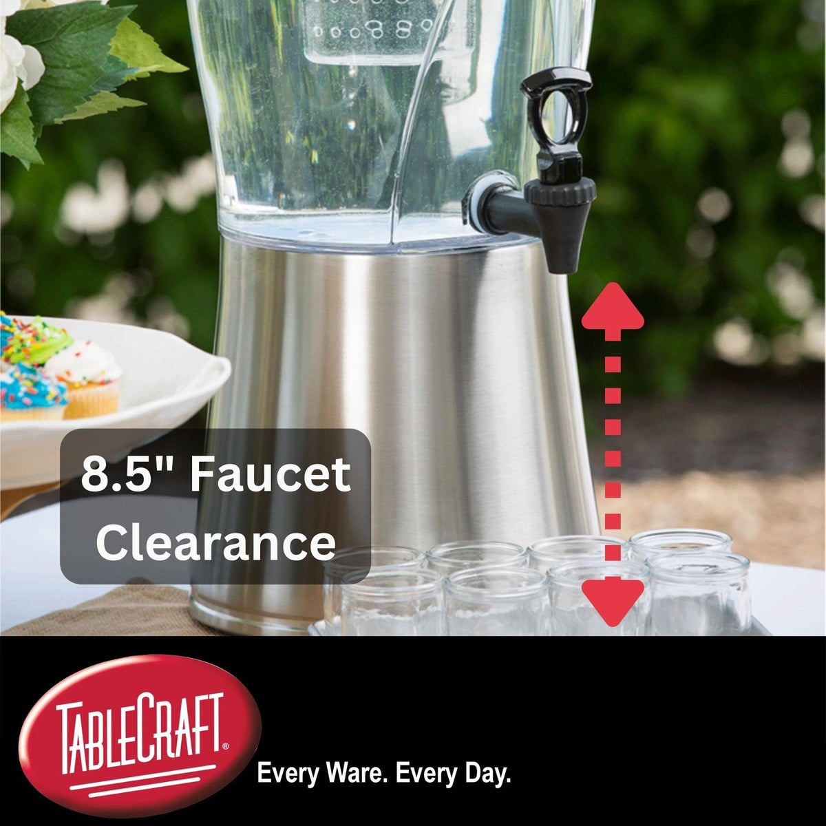 Cold Beverage Dispenser by Tablecraft – 3.5 gallons, Stainless Steel, Silver, Model N175