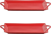 10 Strawberry Street Beaded Leaves Handled Serving Tray, Set of 2 (Red)