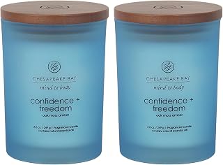 Chesapeake Bay Candle Scented Candles, Confidence + Freedom (Oak Moss Amber), Medium (2-Pack)