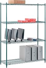 Poly-Green, 4 Tier, Wire Shelving Starter Unit, 54W X 14D X 74H