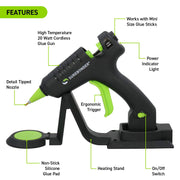 Cordless/Corded High Temperature Mini Hot Glue Gun (CL-195F) With Adtech 100ct-2pk 2-100ct High Temp Mini Size Glue Sticks by Surebonder – Clear