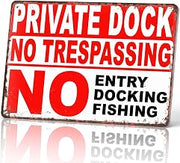 Private Dock Warning Metal Sign 8x12 Inch for Lakeside Wall Decor