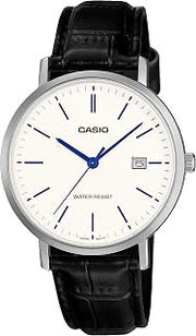 Casio MTP-VT05L-7E Men's Leather Band Minimalistic White Dial Analog Date Watch
