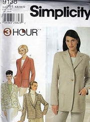 Simplicity Pattern 9138 Misses' 3 Hour Jacket, Size HH (6-8-10-12)