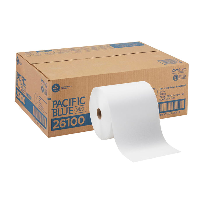 Georgia-Pacific Pacific Blue Select 7.875" Recycled Paper Towel Rolls by GP PRO, White, 26100, 1000 Feet Per Roll, 6 Rolls Per Case