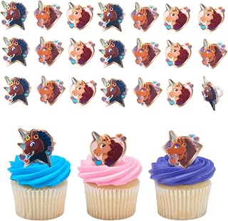 DecoPac Afro Unicorn Rings, 24 Magic Within Cupcake Decorations, For Birthday Parties & Celebrations, Food Safe Cake Toppers – 24 Pack