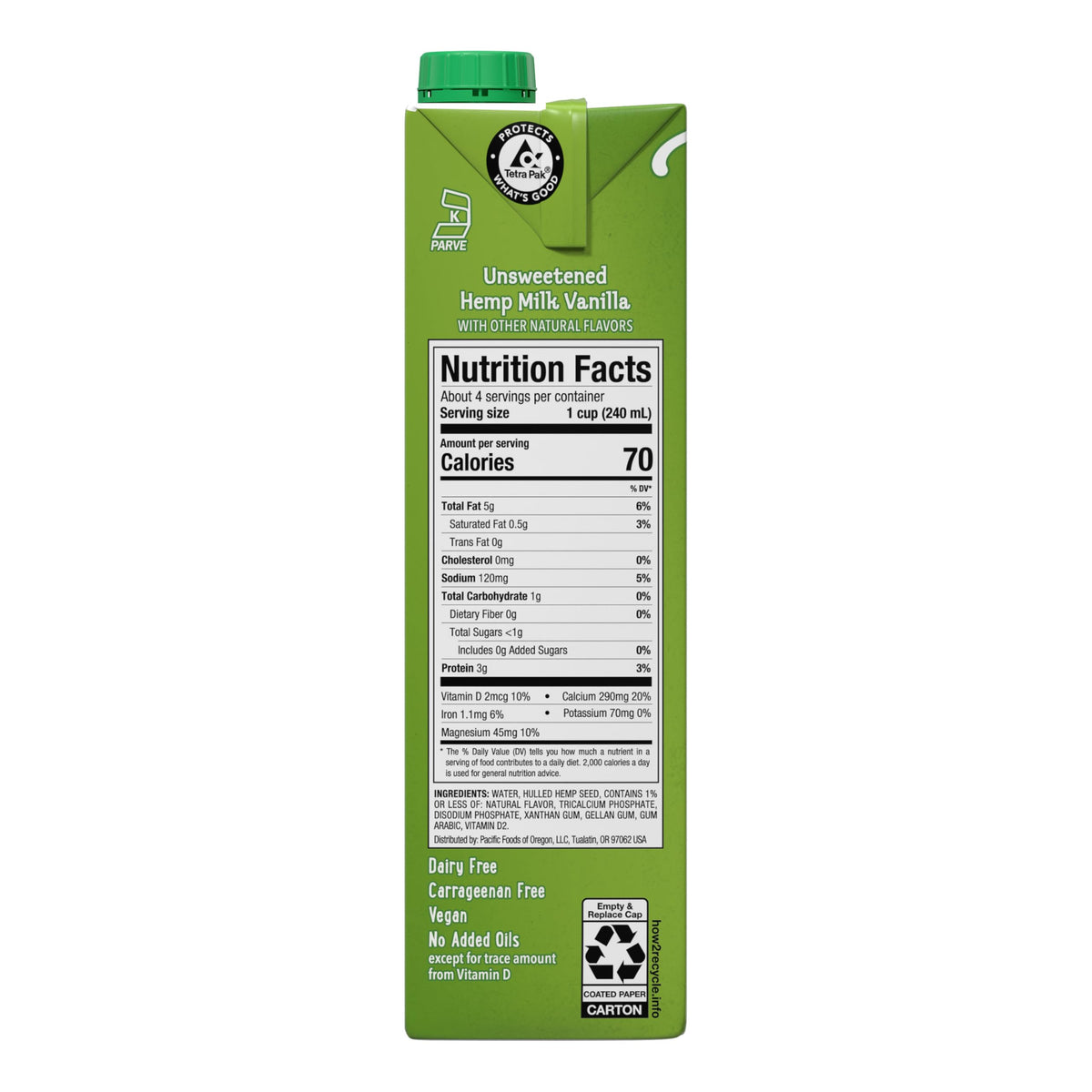 Pacific Foods Hemp Vanilla / 32 Fl Oz (Pack of 6) / Vanilla Hemp Milk