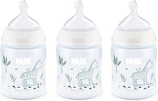 NUK Smooth Flow Anti Colic Baby Bottle, 5 oz, 3 Pack, Zebra