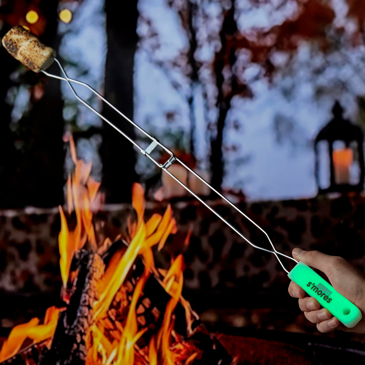 Glow-In-The-Dark HERSHEY’S Foldable Roasting Fork by Mr. Bar-B-Q – Extra Long, Alloy Steel, Silver, Pack of 2, Model 01246HSY