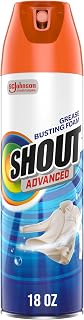 SHOUT Advanced Foaming Grease and Oil Laundry Stain Remover for Clothes, 18 oz