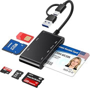 7-in-1 Smart Card Reader with USB-C & USB-A - Military CAC & PIV Card Reader, SIM Card Adapter, SD/TF/Memory Stick Pro Duo/M2/MMC Memory Card Reader for Windows, Mac, Linux – Plug and Play