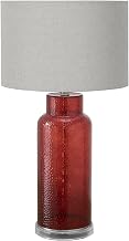 Monarch Specialties I 9909 Lighting, 28" H, Table Lamp, Red Glass, Grey Shade, Contemporary, Modern