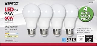 Satco S29589 Medium Light Bulb in White Finish, 4.38 inches, 3000k; Medium Base; 220 deg. Beam Angle