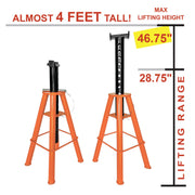 Black Bull 10 Ton High Height / Orange & Black / 1 Jack Stands