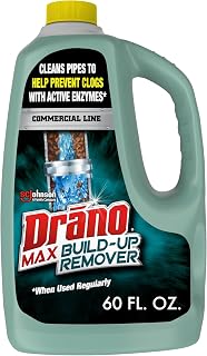 Drano Max Build Up Remover Drain Cleaner, Enzymes & Probiotics Prevents Clogs & Remove Odor-Causing Buildup, Safe for Septic, Toilets & Pipes in Bathroom Drains & Kitchen Sinks, Commercial Line, 60 oz