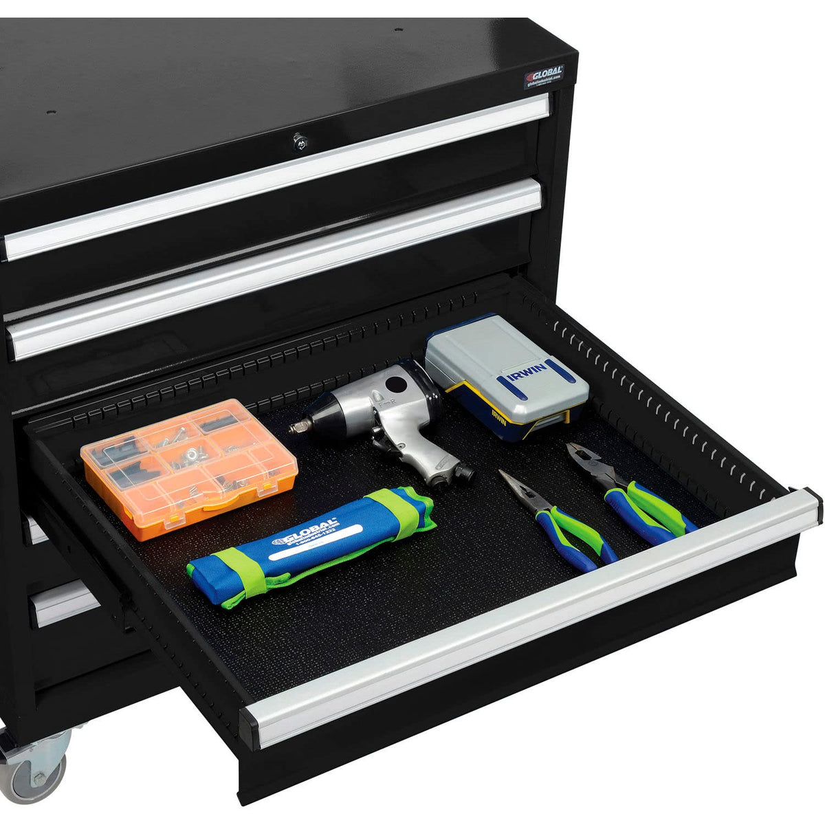 Mobile Modular Drawer Cabinet by Global Industrial – Alloy Steel, Black, Model 298447BK