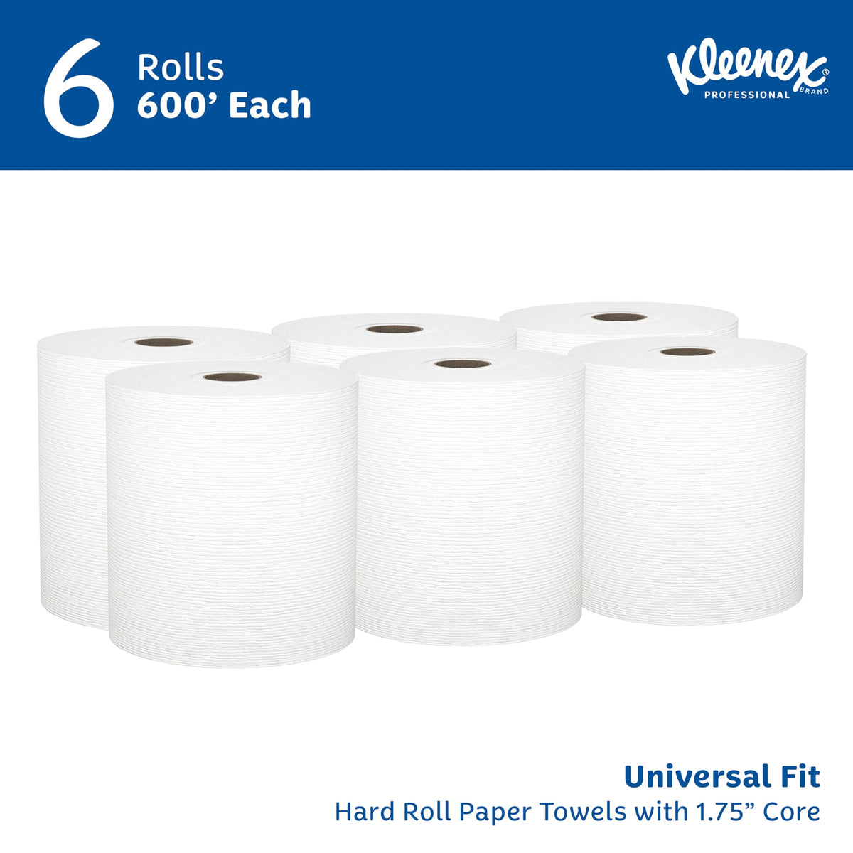 Kleenex Professional Hard Roll Paper Towels – Bulk, 6 Rolls x 600' (50606)