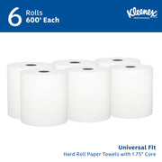 Kleenex 600 Feet (Pack of 6) / White / Kleenex Hard Roll Towel Paper Towels