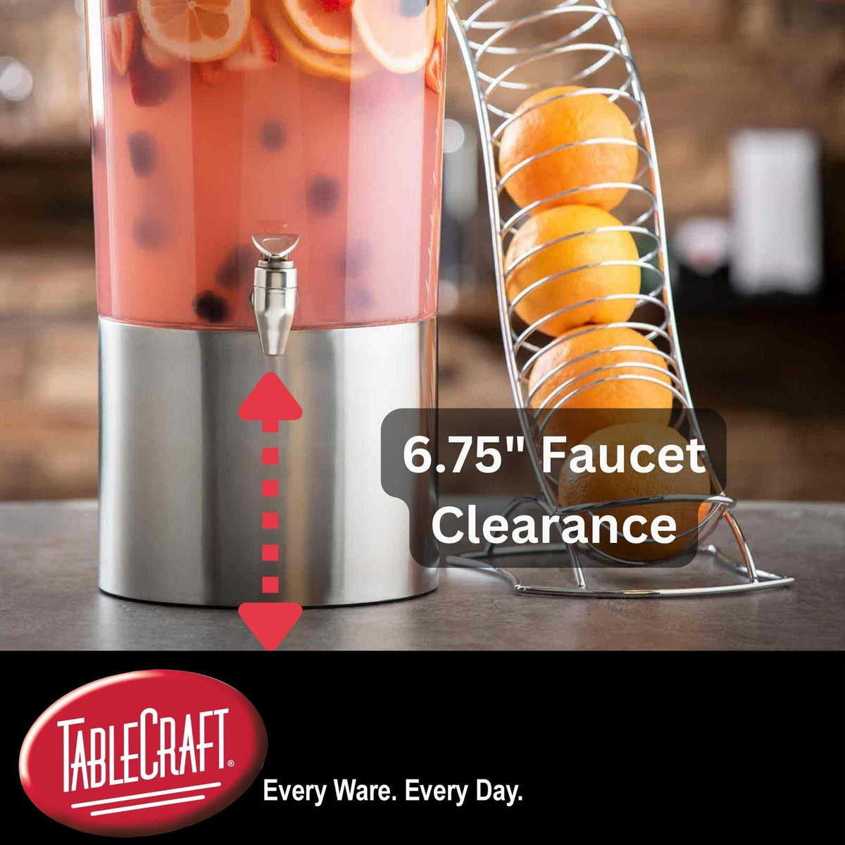 Tablecraft 1.25 Gallon Silhouette Drink Dispenser / Stainless Steel / 3.0 gallons Iced Beverage Dispensers