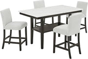 New Classic Furniture Carissa 5-Piece Wood Rectangle Counter Set in Stone