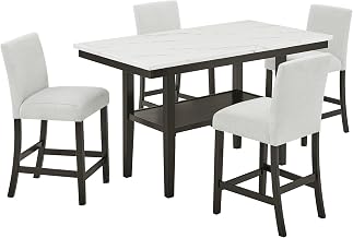 New Classic Furniture Carissa 5-Piece Wood Rectangle Counter Set in Stone
