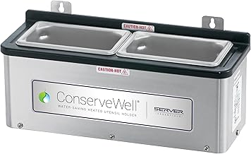 Server Products ConserveWell Heated Utensil Holder Dipper Well, Wall Mount, Stainless Steel, 87740