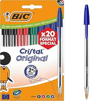 BIC Cristal Original Ballpoint Pen Medium Point (1.00mm) - Assorted Ink (Pack of 20)