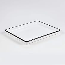 American Metalcraft MRSW12 White Melamine Platter, Black Rim, Rectangular, 36-Ounces