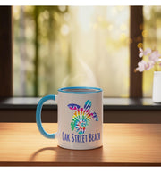 Oak Street Beach Nautical BOHO Batik Coastal Tie Dye Turtle Ceramic Mug by Mamaknows Oak Street Beach – 11 Ounces, 11 fluid_ounces, Ceramic, Model TQRXKVGPPZ2USBlueWhite