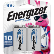 Ultimate Lithium 9V Batteries (2 Pack) by Energizer – 9V 2 Count (Pack of 1), 9 V, Multicolor, Model L522BP2