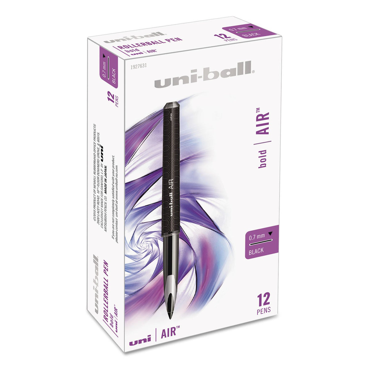 1927631 Air Rollerball Pen .7mm Black Ink Dozen by Uni-Ball – 1 Count (Pack of 1), paper, Black, Model SAN1927631