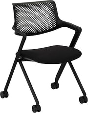 Learniture Folding Fabric Chairs with Wheels and Arms – Space-Saving, Comfortable Seating for Office & Classroom Use (2-Pack)