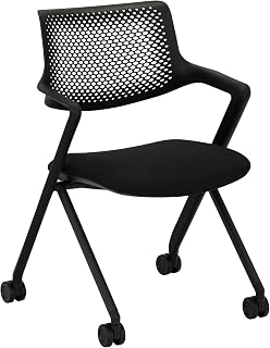 Learniture Folding Fabric Chairs with Wheels and Arms – Space-Saving, Comfortable Seating for Office & Classroom Use (2-Pack)