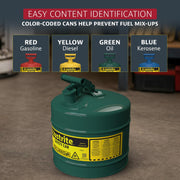 Justrite Green / 5 Gallon / Type I Cans