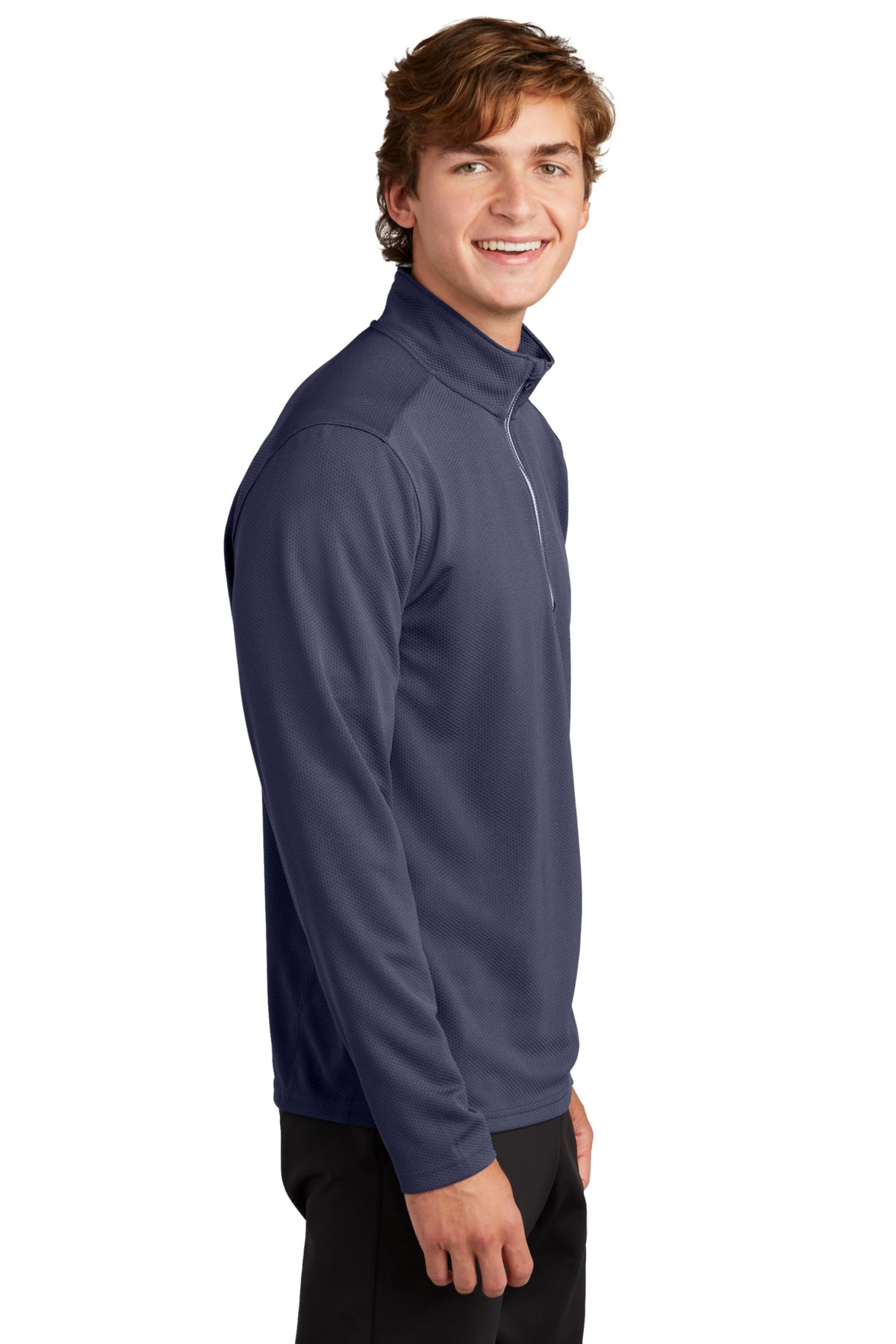 Unisex Sport-Wick Textured Quarter Zip Pullover True Navy by SPORT-TEK – Large, True Navy, Model ST860