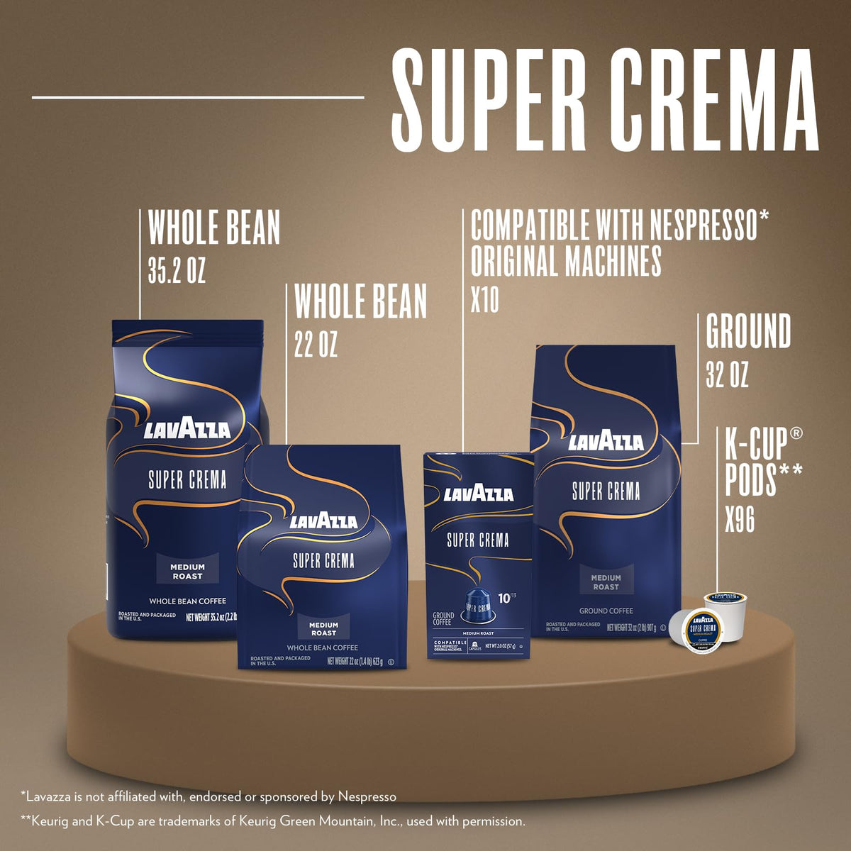 Super Crema Whole Bean Coffee by Lavazza – 35.2 Ounce (Pack of 3), Pack of 3