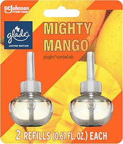Glade PlugIns Refills Air Freshener, Mighty Mango, Scented and Essential Oils for Home and Bathroom, 0.67 Fl Oz, 2 Count