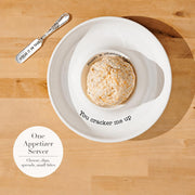 Mud Pie Ceramic Appetizer Dish And Spreader, White, 9.5 Inch