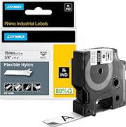 DYMO Rhino Industrial Flexible Nylon Labels, 3/4" x 11.5', Black Print on White Tape