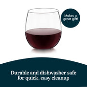 Libbey Stemless Bowl Red 8 (16.75 oz) / 8 Count / Modern Wine Glasses